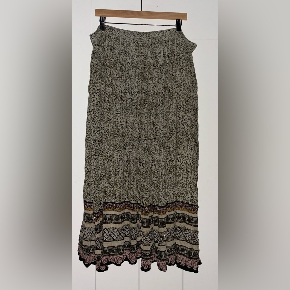 Jane Ashley Vtg Broomstick Maxi Skirt Women 3X Boho Hippie Studded Hem